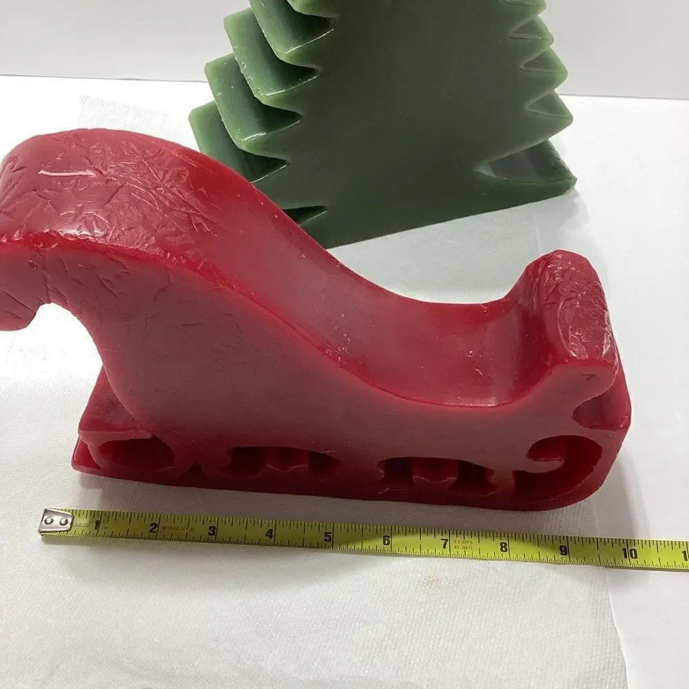 Crate & Barrel Huge Heavy Christmas Silhouette Tree Candle Sleigh Candle