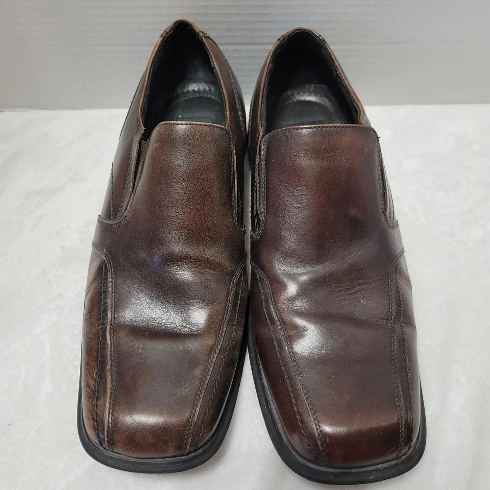 Natha Studio Mens Brown Leather Dress Shoes Loafer Slip On Style 27504 Size 11.5