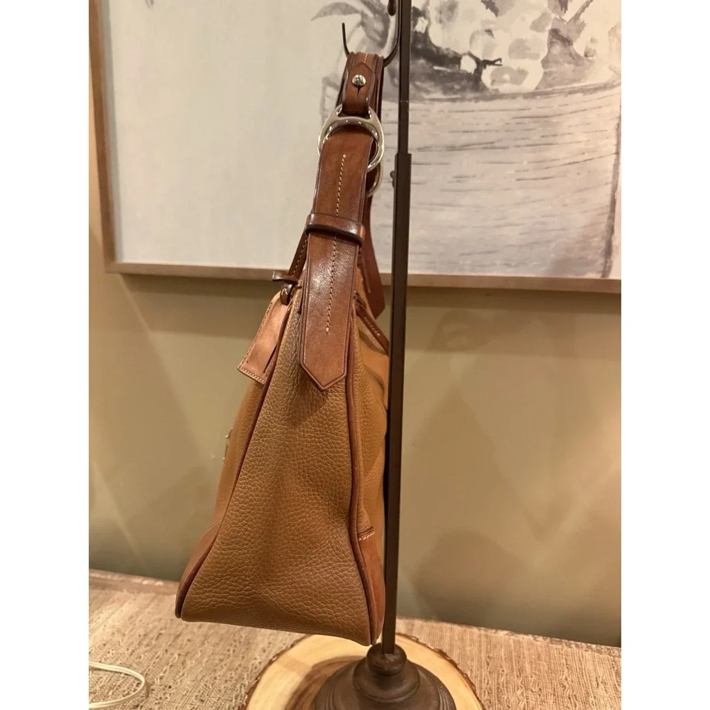 DOONEY‎ & BOURKE HARRISON REFINED PEBBLE LEATHER HOBO BAG PURSE CARMEL BROWN