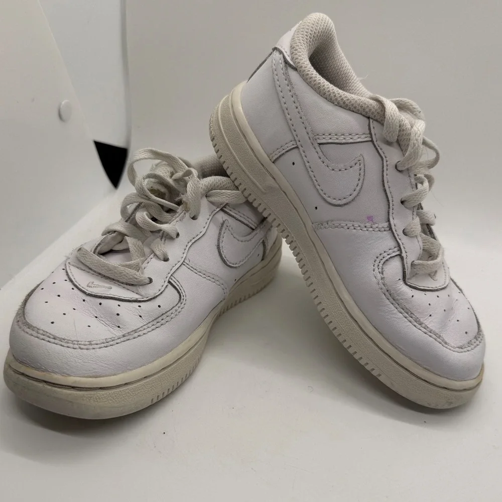 Nike Air Force 1 Low Top Kids White Leather‎ Sneakers DH2926 111 Size 10C Unisex