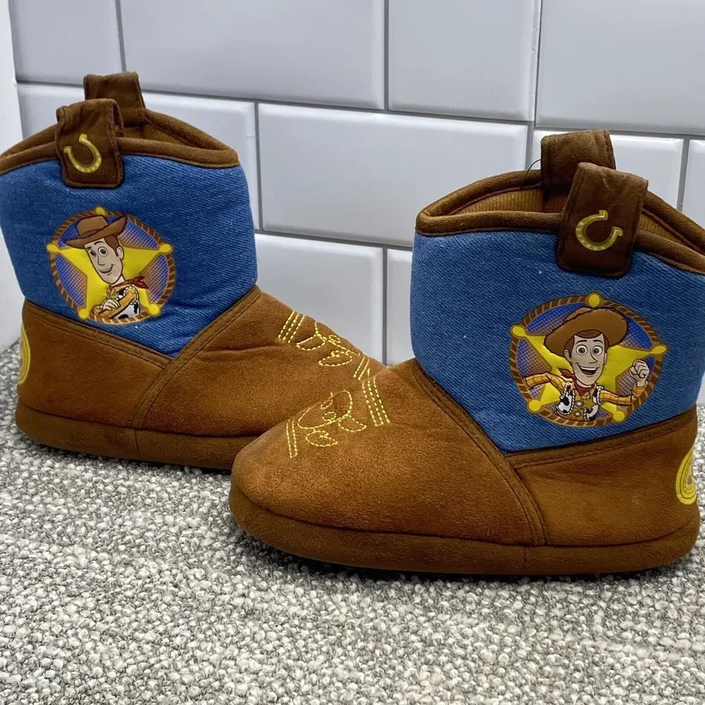Toy Story Slippers Cowboy Boots Boys 11 12 Woody Soft‎ Disney S4