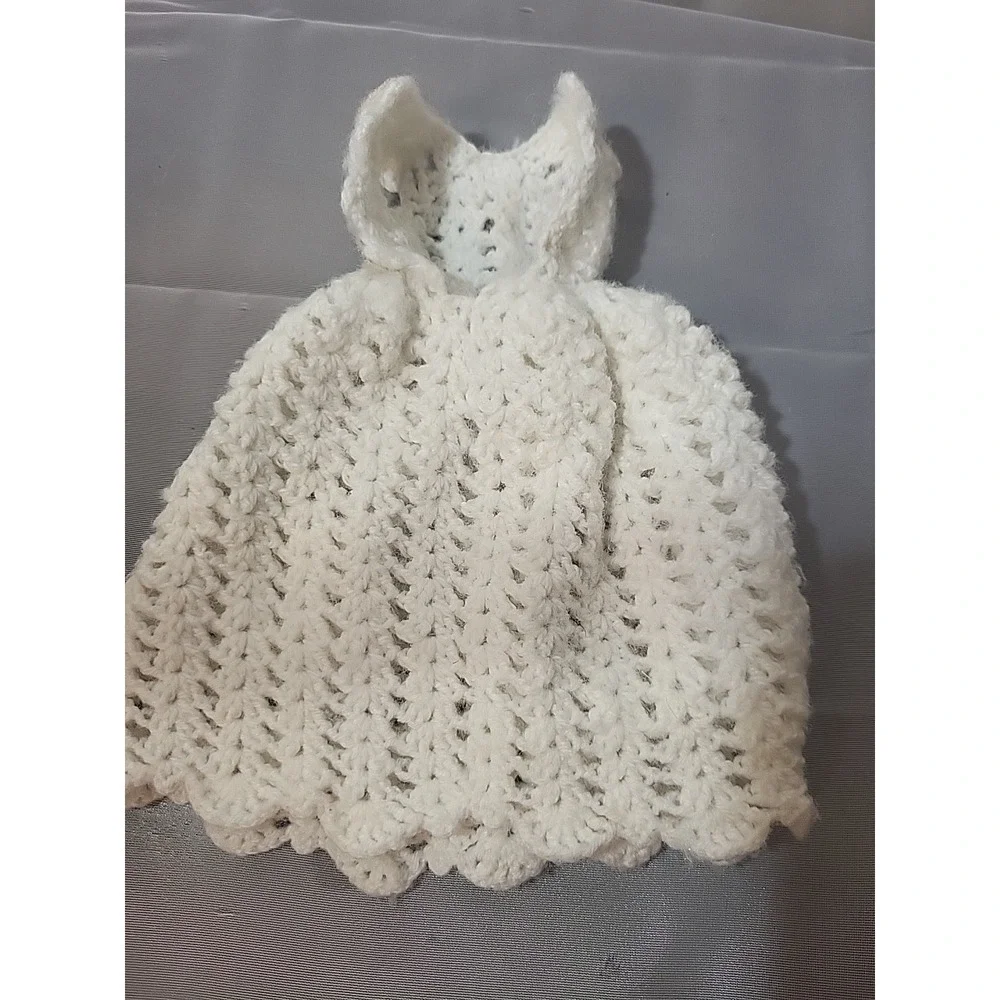 Vintage Barbie‎ Doll Crochet Knit Dress White Clothes