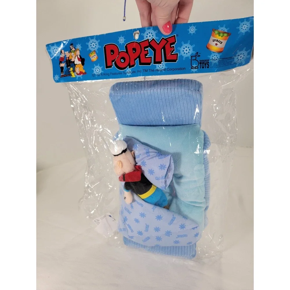 Popeye The Sailor Stuffed Plush Toy 2005 Bed Blue NIP NOS New Toy Collector‎