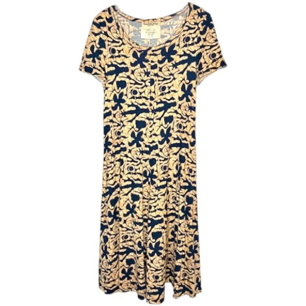 Diane Von Furstenberg A-Line Midi Dress Italy Vintage Batik - Black/Maize - 10