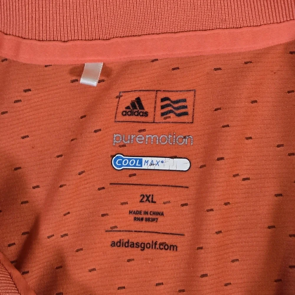 Adidas Men's Golf Polo Pure Motion Coolmax Orange Shirt Mens 2XL Polo