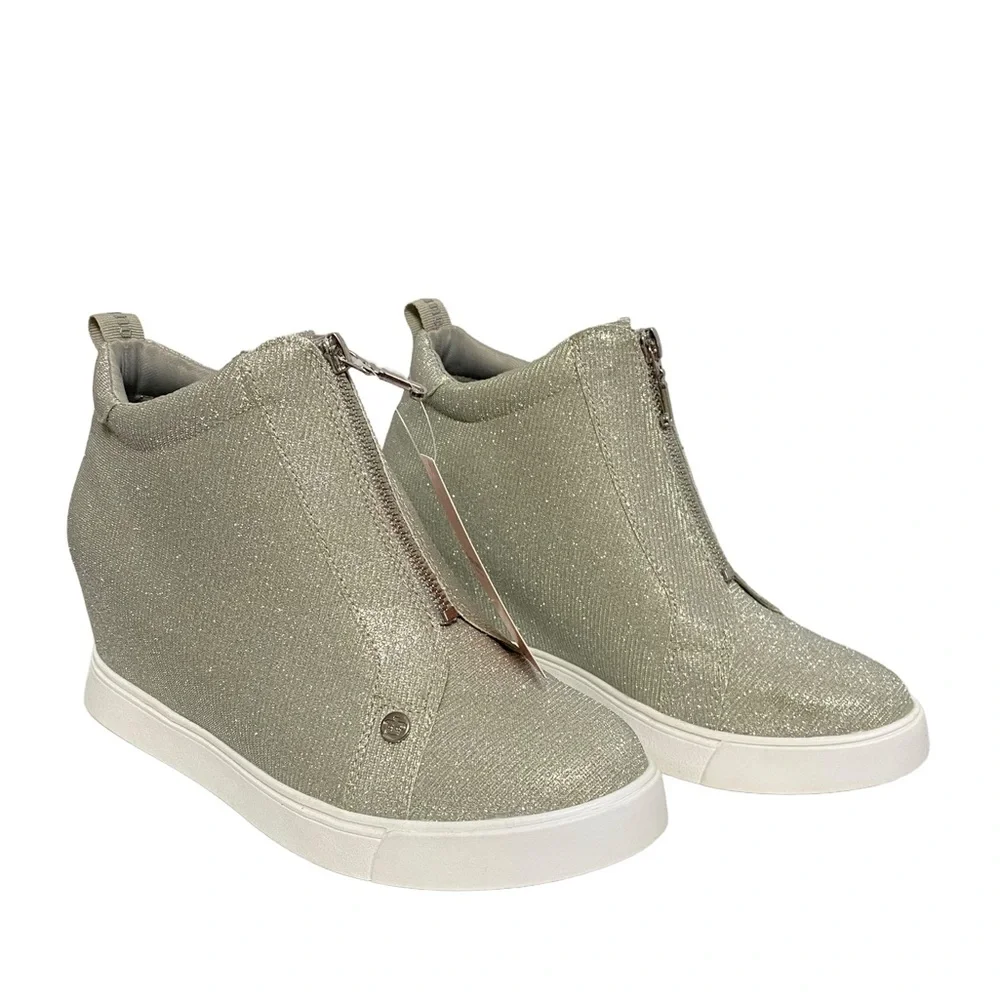 Juicy Couture Joanz Wedge Sneakers Spring Summer Casual Ankle Boots‎ Silver 9