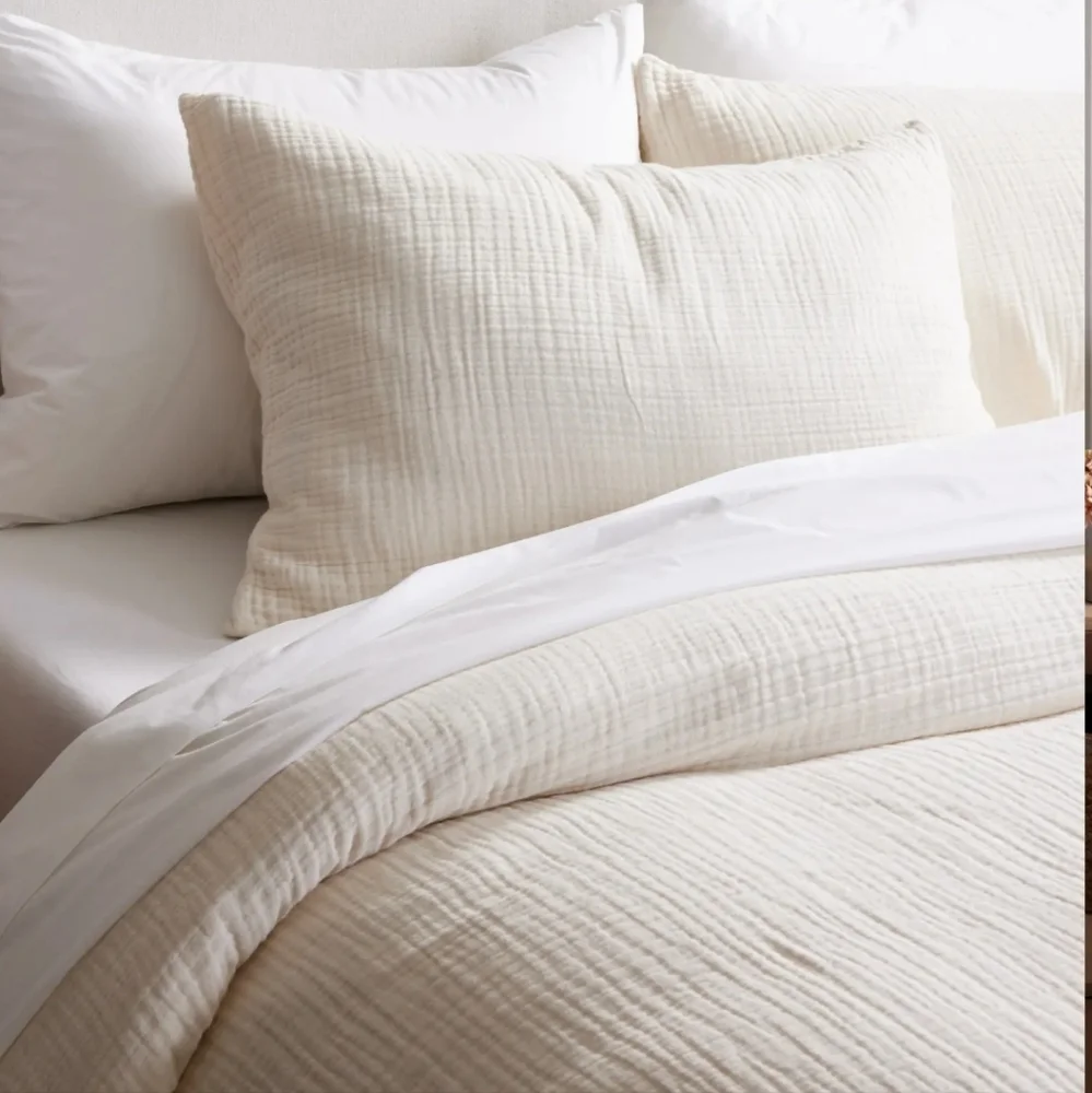 Quince Organic Cotton Airy Gauze Undyed Duvet Cover Set! King/ Cal King (756)