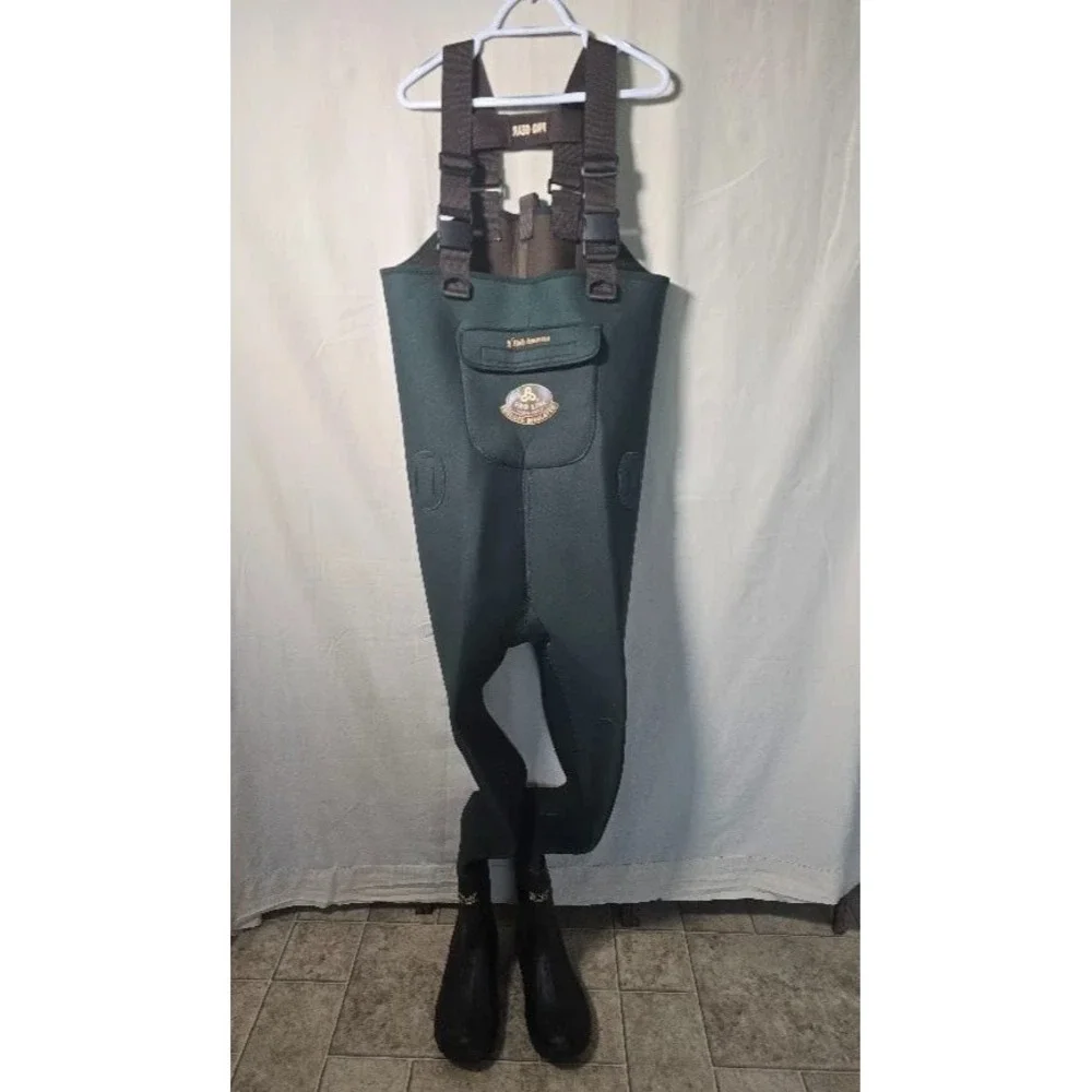 Pro Line Fish America Neoprene Chest Waders Insulated Bootfoot Mens 11 Green