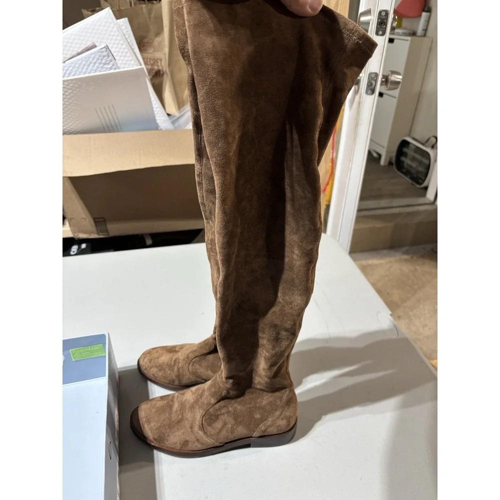 NWB Antonio Melani  Leenna Brown Over The Knee Stretch Flat ‎ Boots Size 6 New