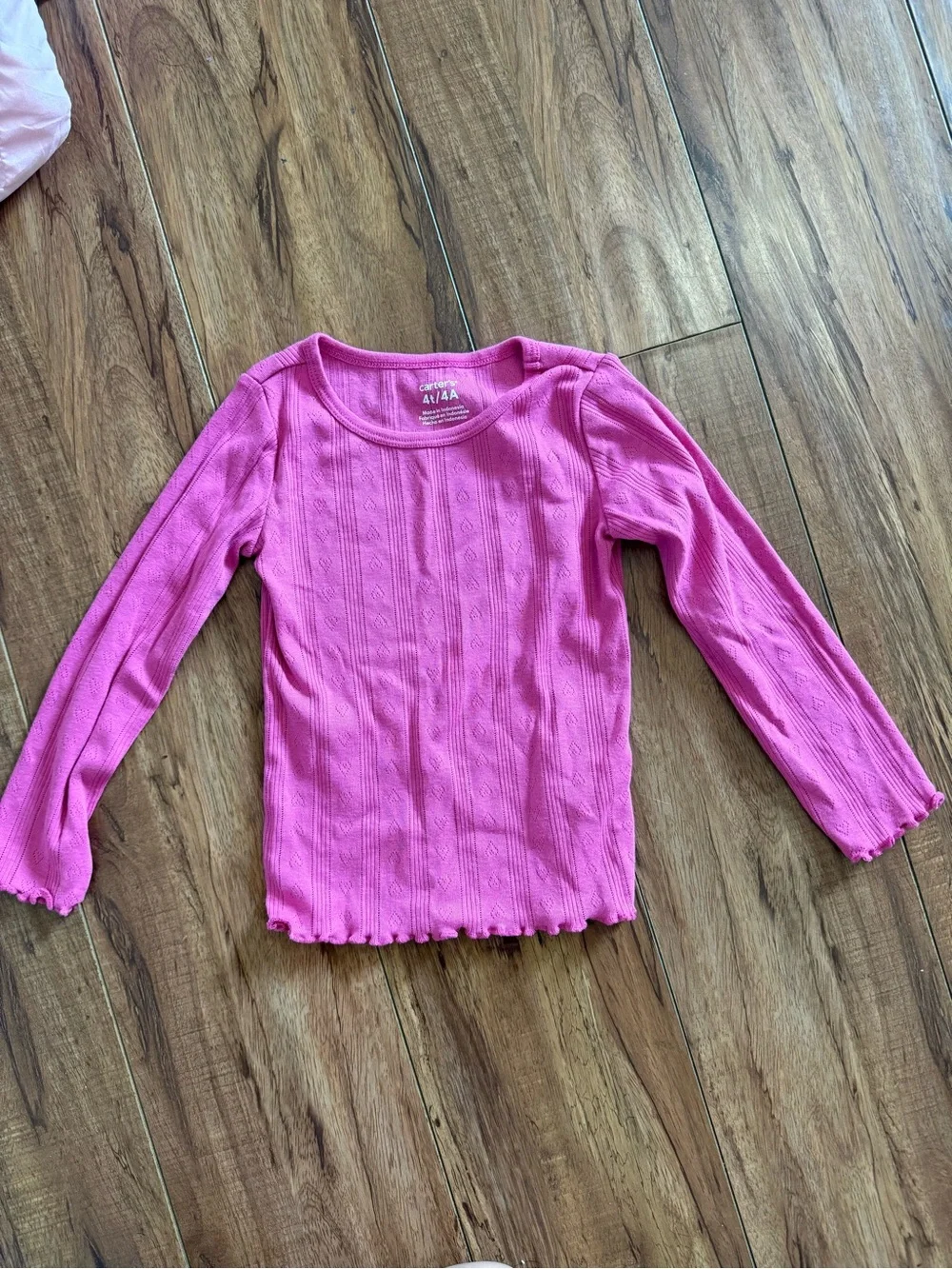 Carters Girls' Ribbed Long-Sleeve Top - Pink and Light Blue