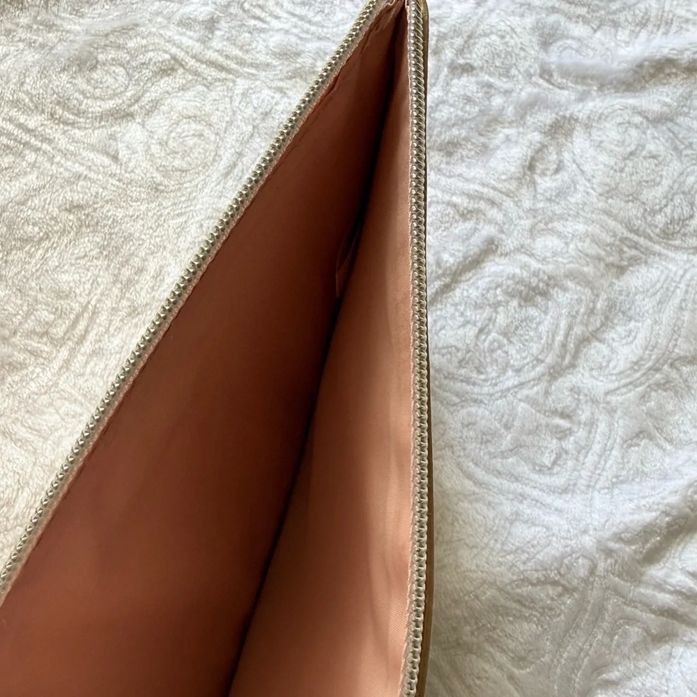 Michael Kors Rose Gold Zip Clutch Wristlet Metallic Saffiano Pouch