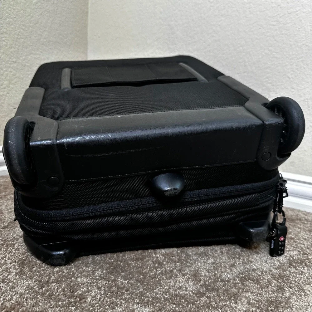 TUMI Alpha Black Ballistic Nylon Office Expandable Carry-On Roller Bag 26126DH