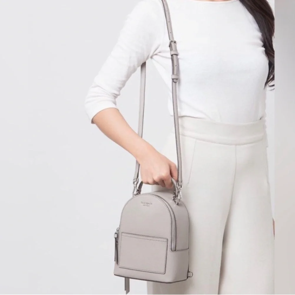 Kate Spade Bag Women’s Gray Leather Mini Cameron Backpack Convertible Straps