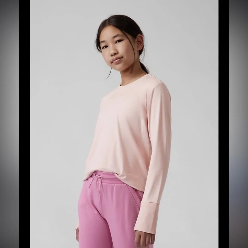 Athleta Girl Uptempo Long Sleeve Sweatshirt in dusty pink size XXL/ 16