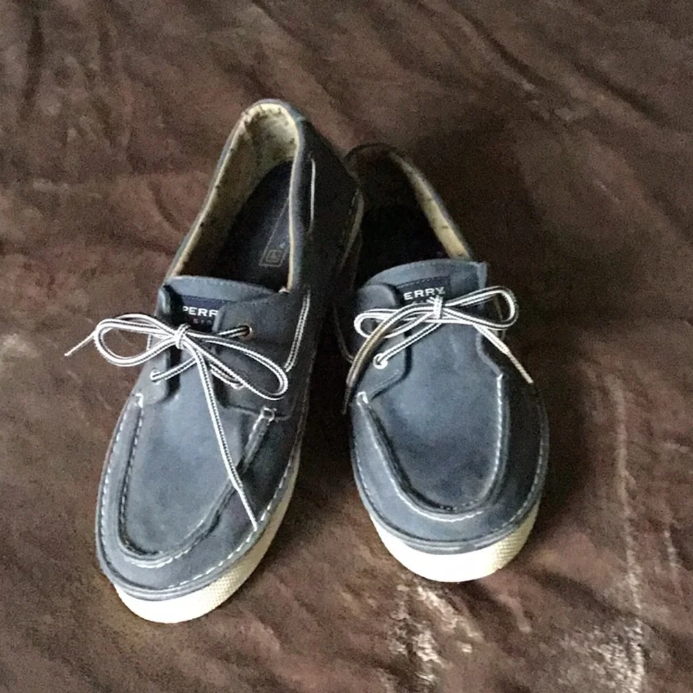 Sperry Preppy Top-Sider Boat Shoes Gray Canvas Nautical Size 10 1/2