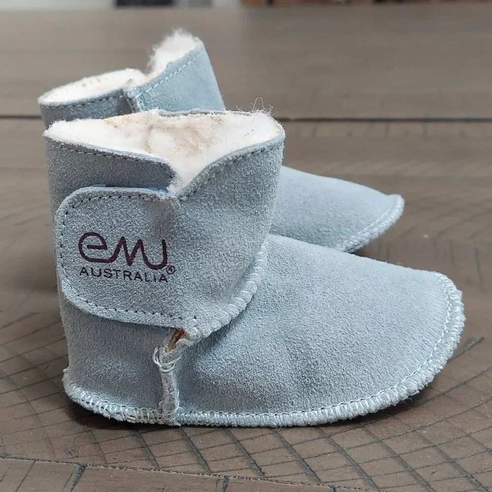EMU Australia Light Blue Suede Wool Lined Baby Boots 0-6 Months