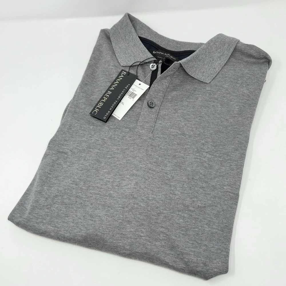 NWT Banana Republic Polo Shirt Men XXL Luxury Touch Standard Fit Casual Drk Gray