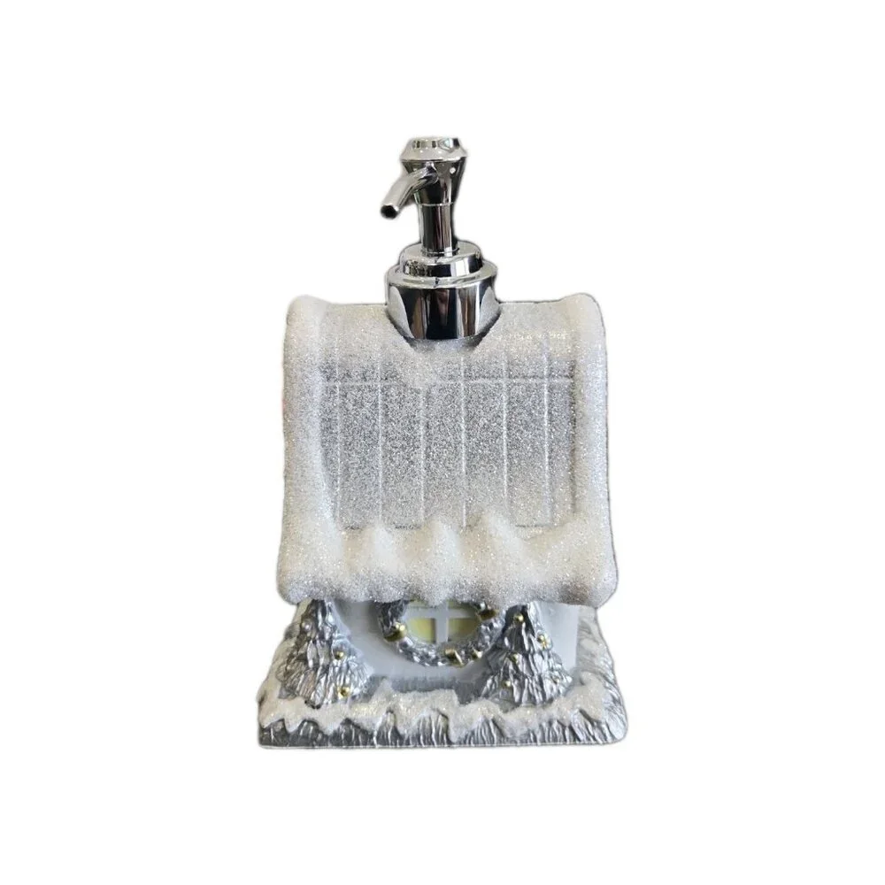 New Christmas Silver & Gold Winter Wonderland House Soap Dispenser Decoration