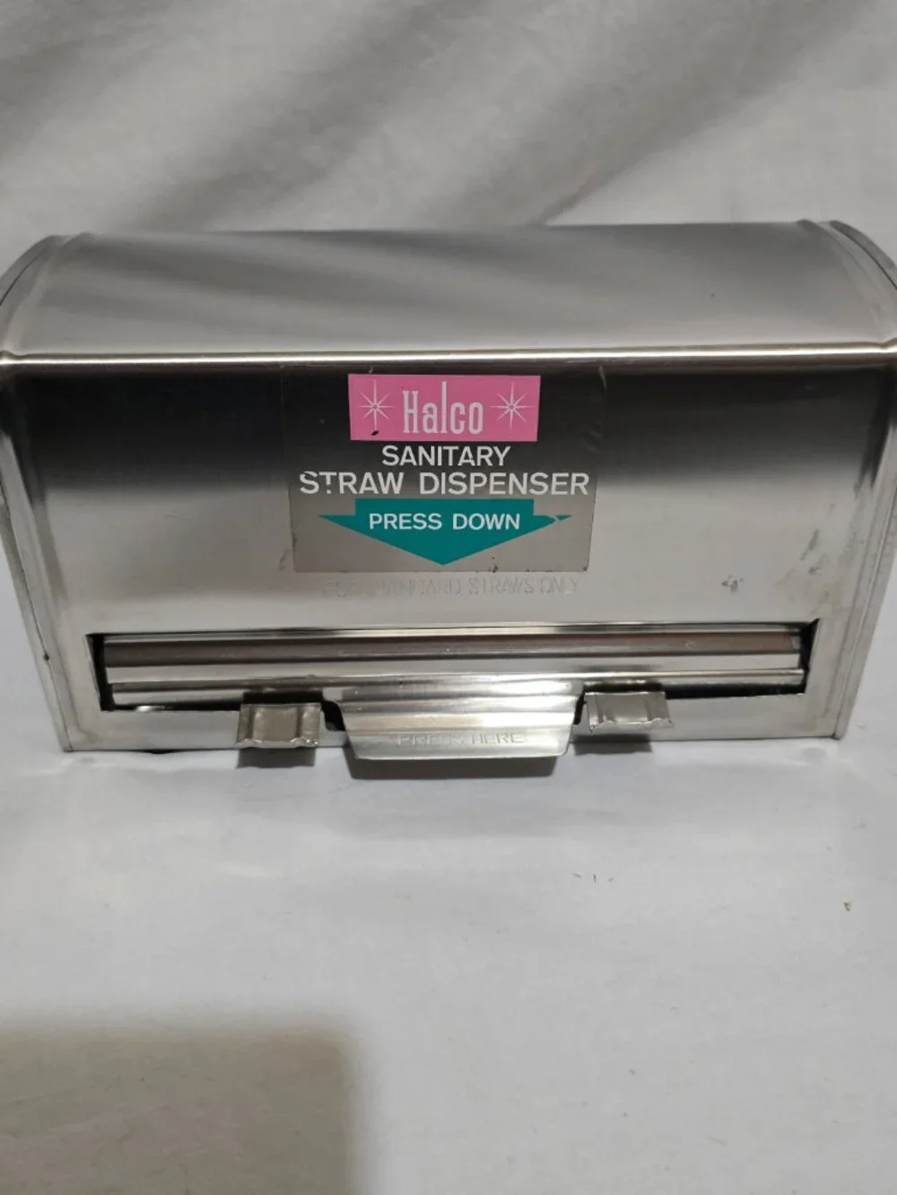 Vtg HALCO SS Sanitary Straw Dispenser - STANDARD STRAWS