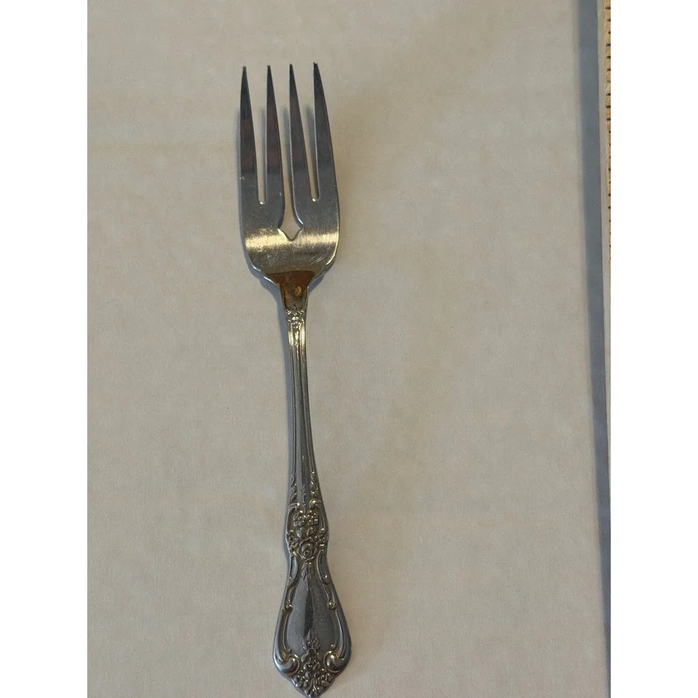 Oneida Community Silverplate Morning Star Cold Meat Serving Fork Floral Vintage