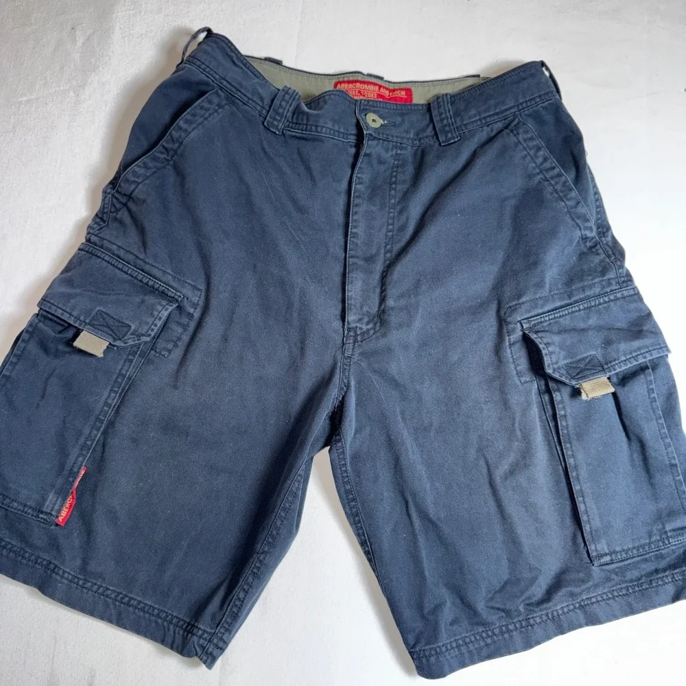 Abercrombie & Fitch Mens Navy Blue Cargo Shorts Size M Cotton Utility T-2083