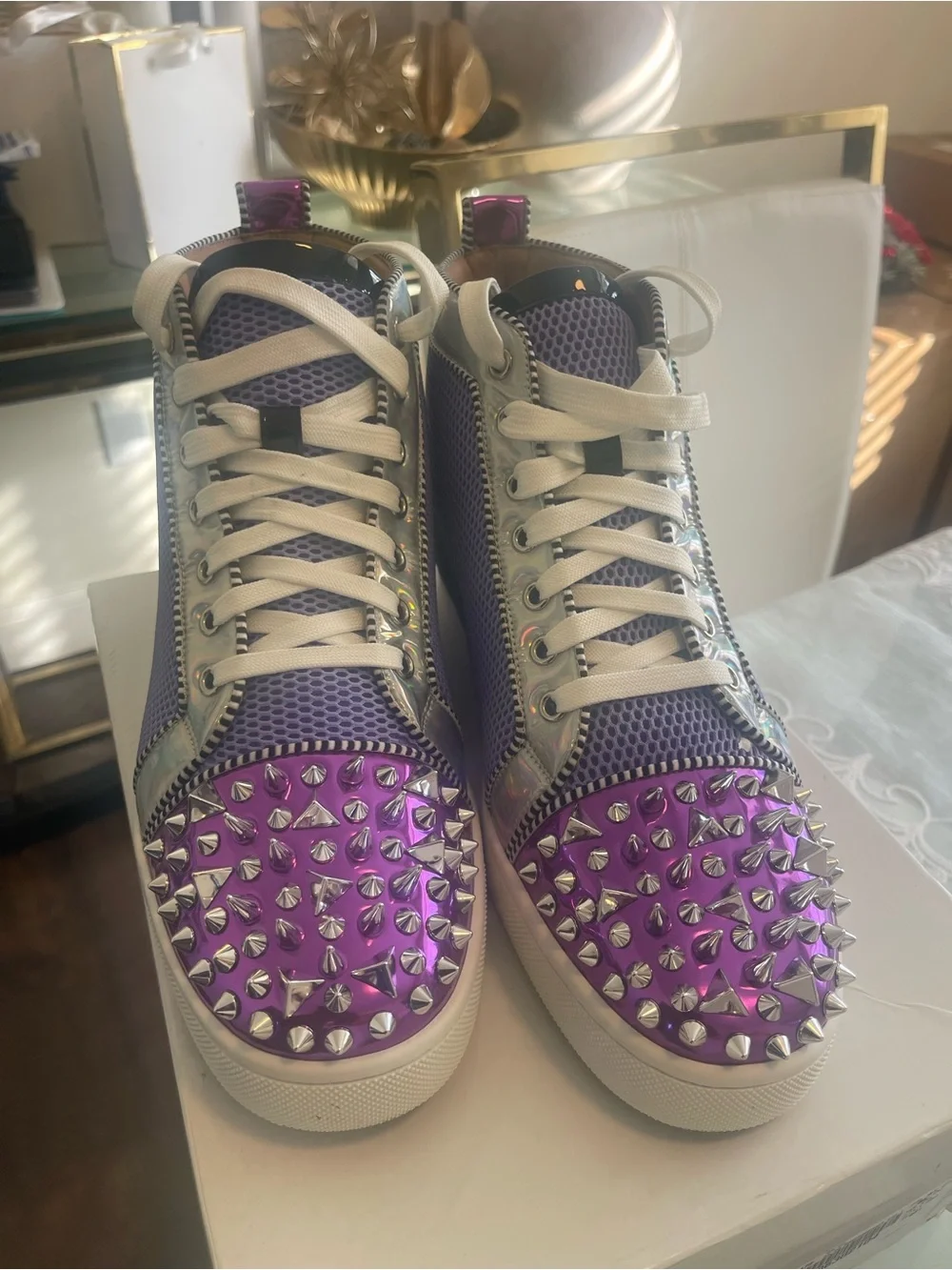Christian Louboutin purple mesh