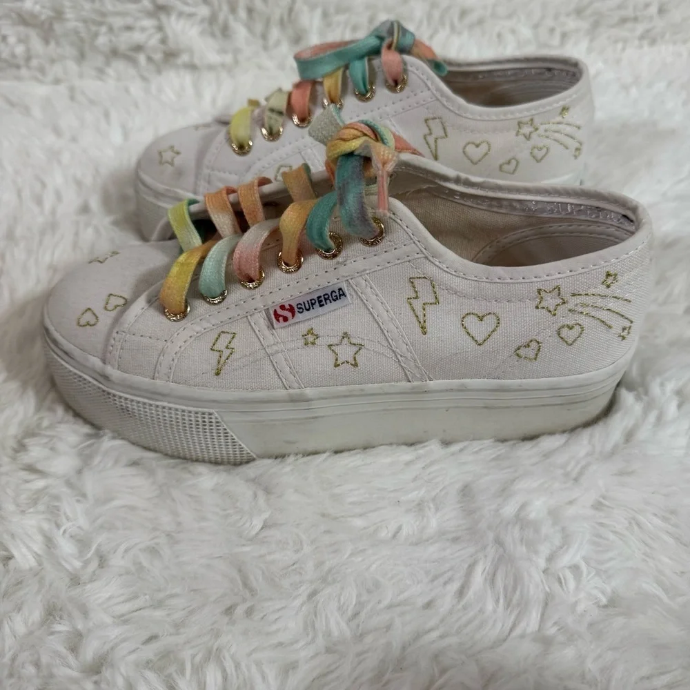 Superga white platform