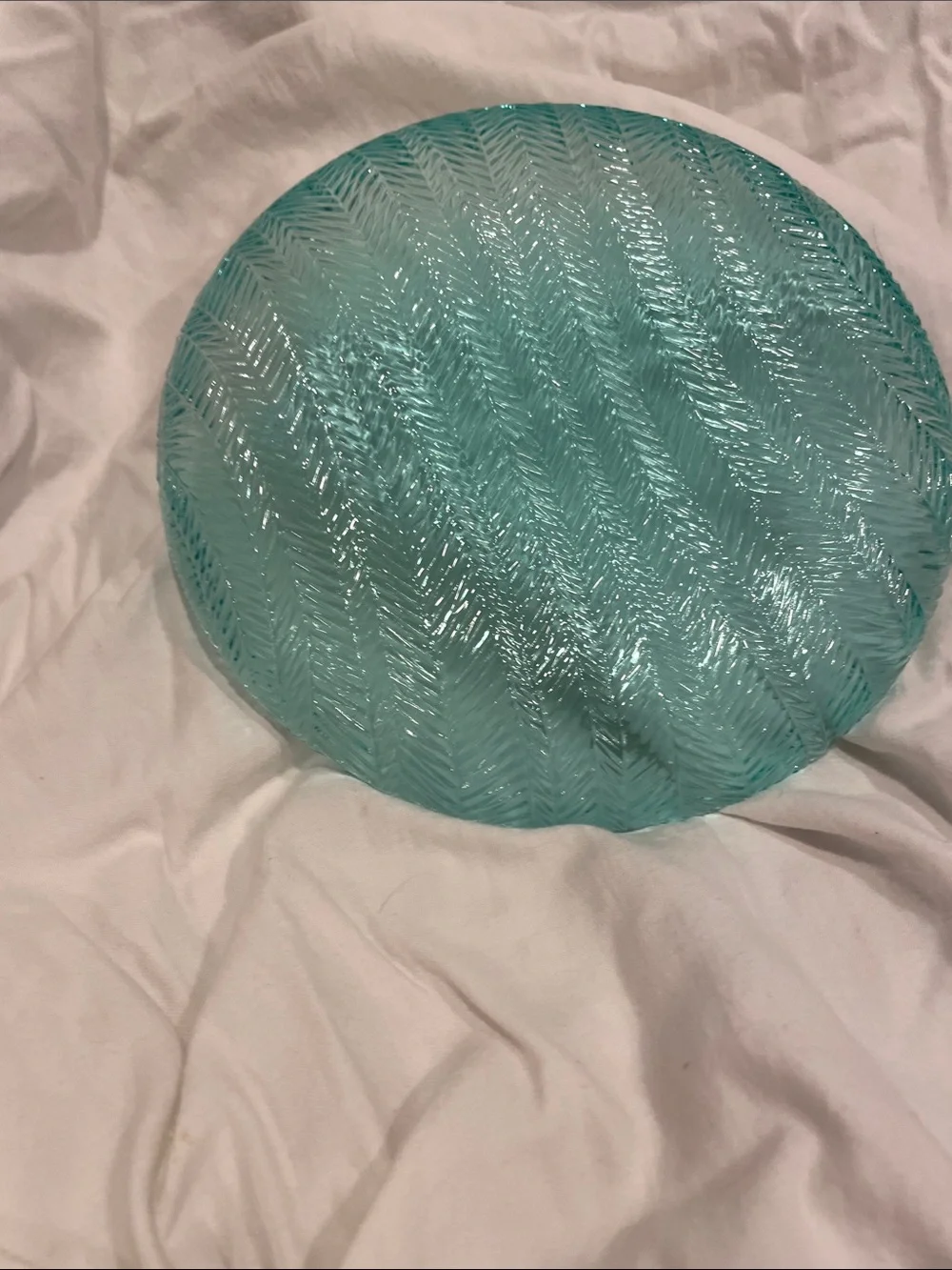 Vintage Arcoroc Textured Glass Serving Plate - Teal