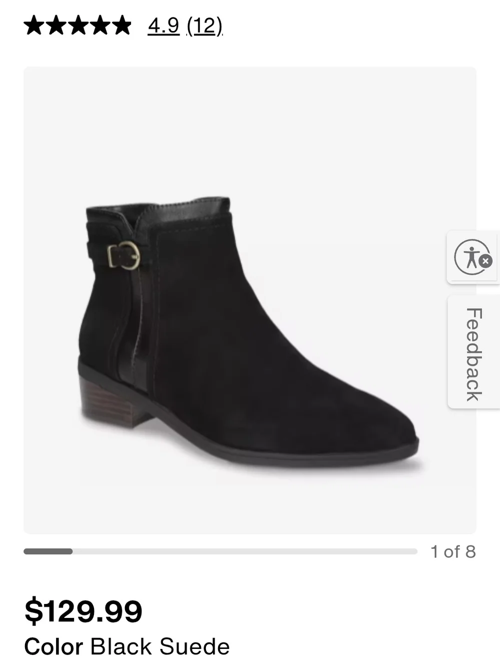 Bella Vita Beatrice Bootie Black Suede Leather Ankle Boot sz. 9.5