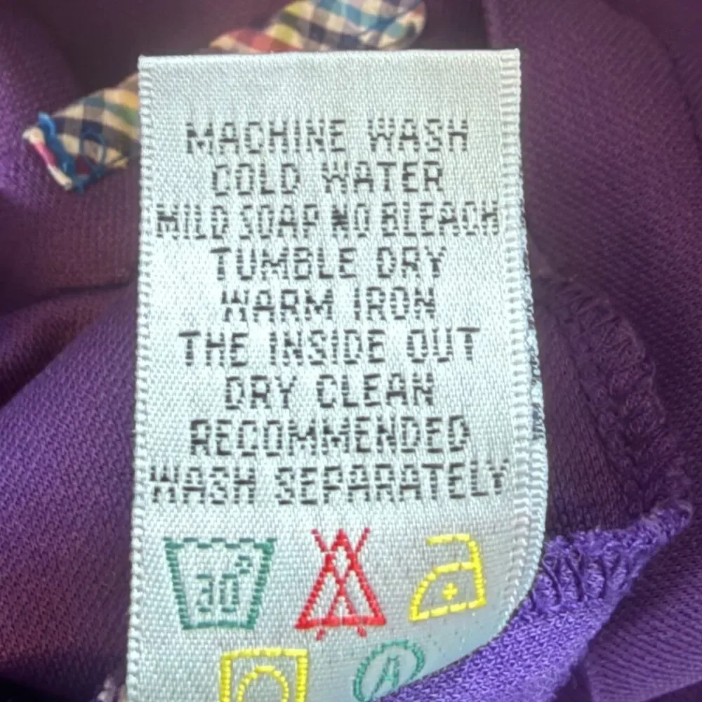 Bugatchi Uomo Polo Shirt M Purple Modal Blend Plaid Trim 3 Button Stretch