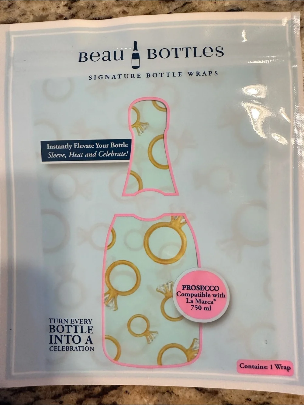 Beau Bottles Blue Engagement Ring Bottle Cover - Celebration Party Decor set 6