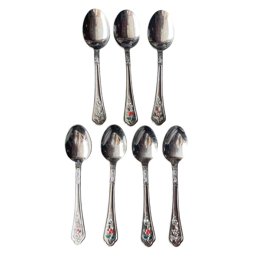 7‎ PFALTZGRAFF Winterberry Holly Teaspoon Tablespoon Spoon Flatware Christmas