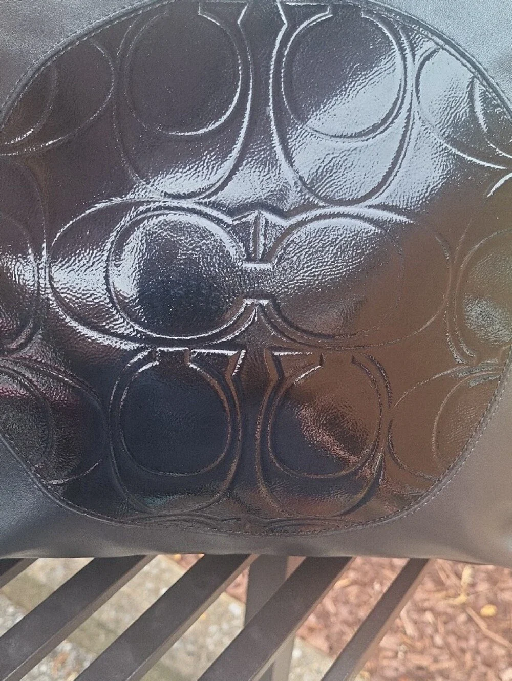 COACh Black Leather Tote with Gloss Accent - Designer Style