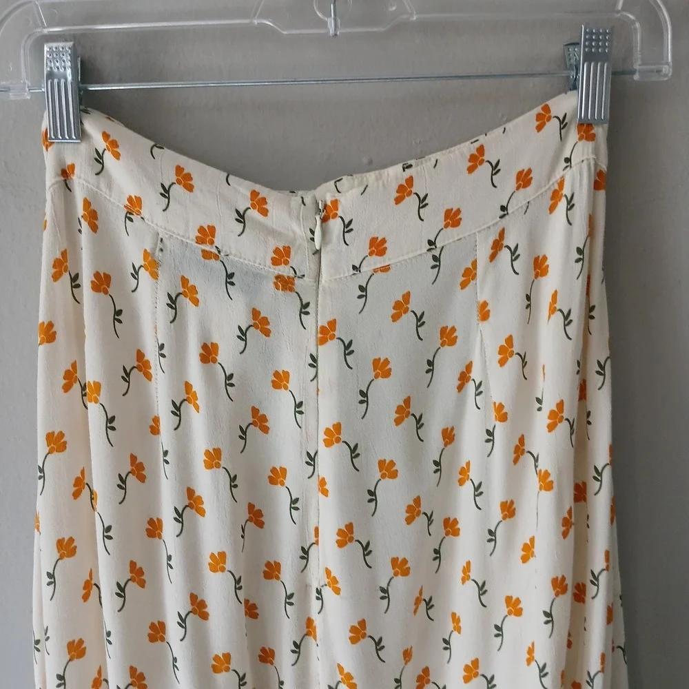 Anthropologie Faithfull The Brand Size 8 Floral Asymmetrical Floral Skirt Ruffle
