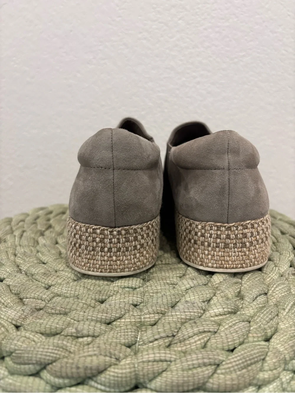 Vince Wilden Gray Suede Slip On Platform Espadrille Shoes