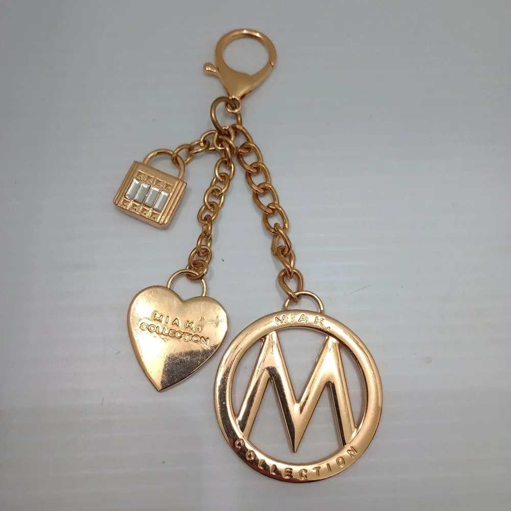 MIAK Collection Gold Tone Logo Charm Keychain‎ Bag Accessory