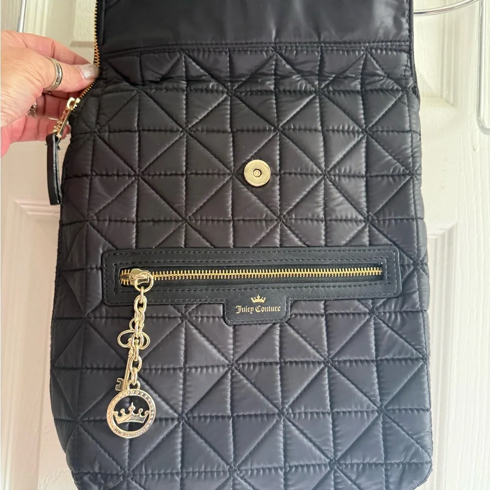 Juicy Couture Black Quilted Backpack with‎ Gold Hardware and Charm