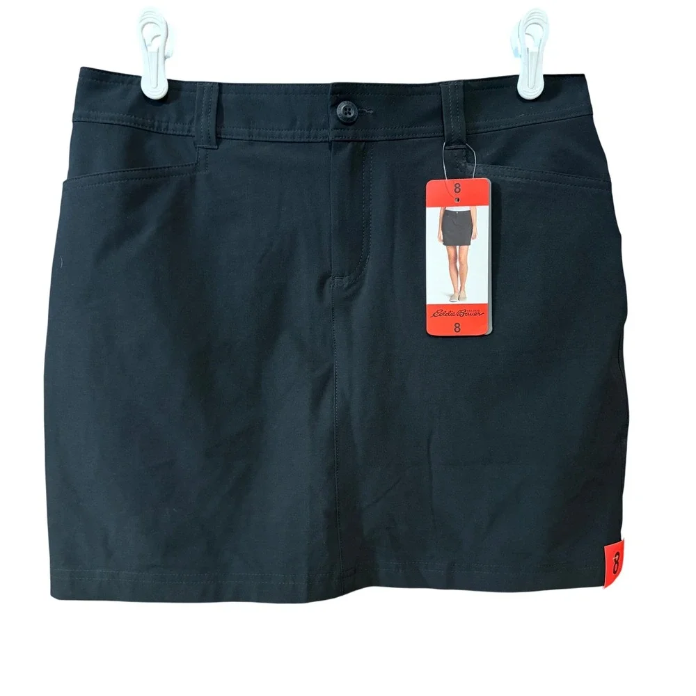 Eddie Bauer Adventurer‎ 2.0 Skort Womens 8 Black Hiking Golf Athletic UPF 50 NEW