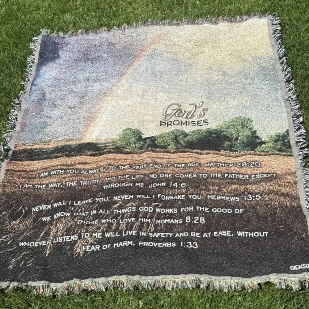 Vintage Christian Bible Verse Prayer Blanket God’s Promises Woven Throw USA‎