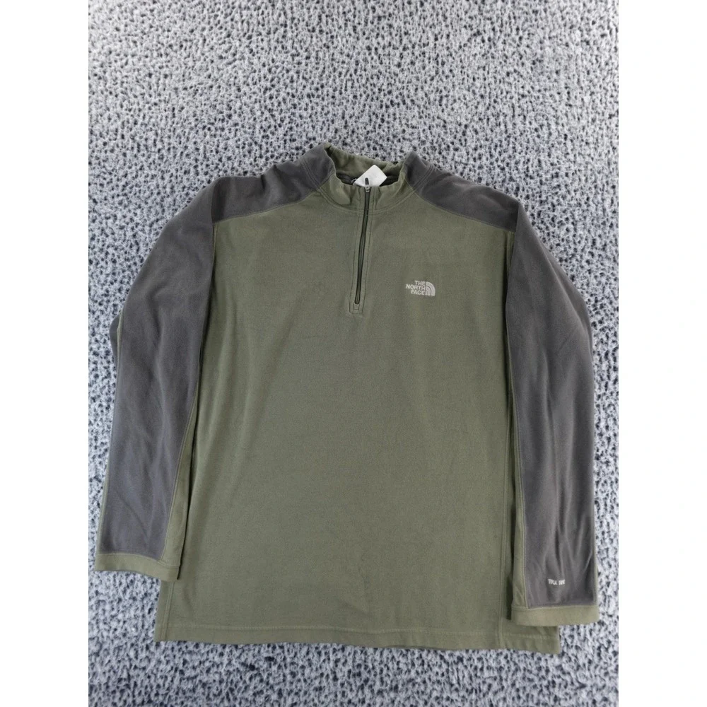 The North Face Mens TKA 100 Fleece 1/4 Zip Pullover Khaki‎ Green XL