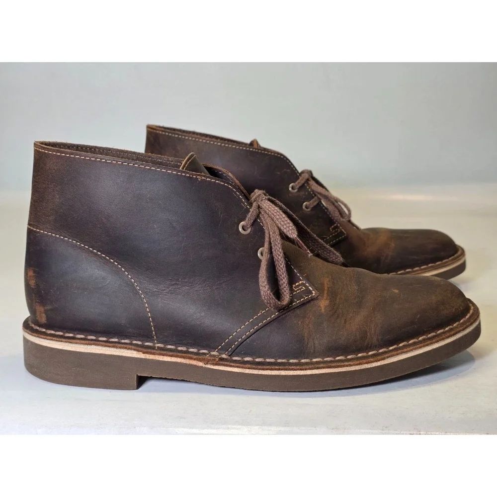 Clarks Bushacre 2 Men's Boots Size 8 M Brown Leather Desert Chukka Lace Up Shoes