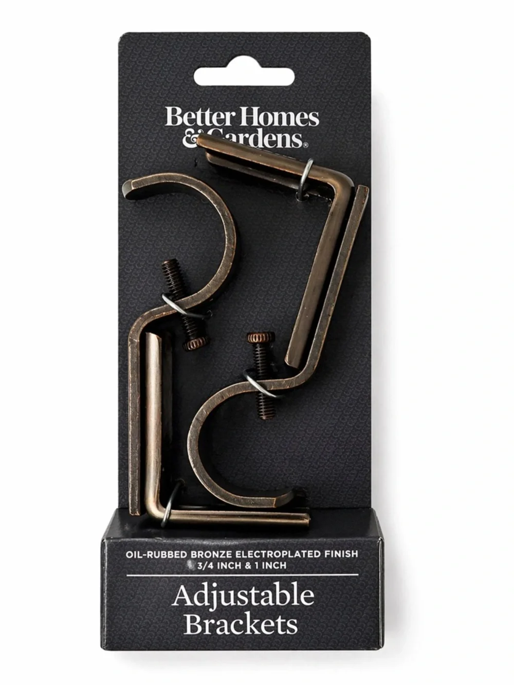 Better Homes & Gardens Bronze Adjustable Curtain Rod Brackets Set NWT