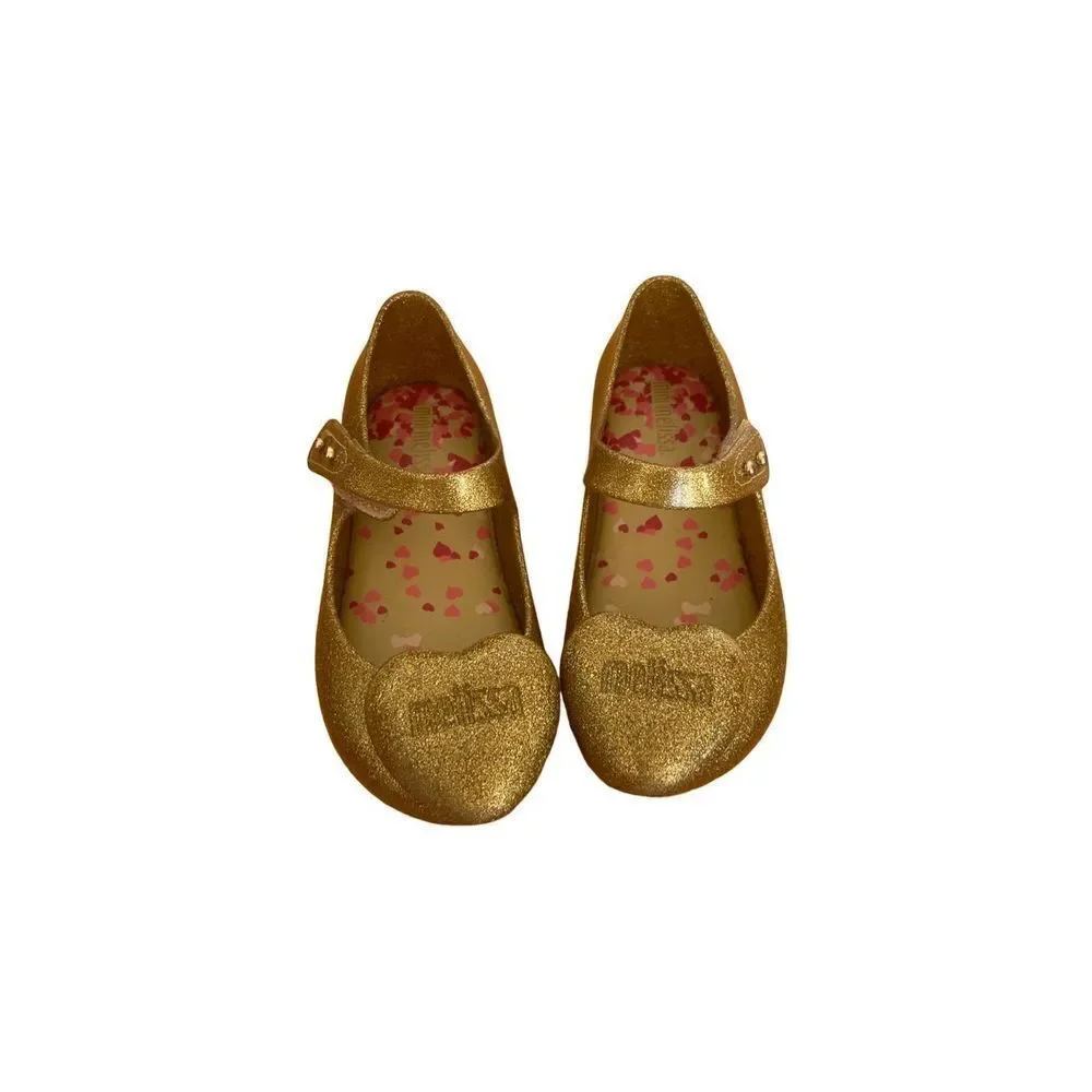 Mini‎ Melissa golden heart flats ballet shoes girls size 9