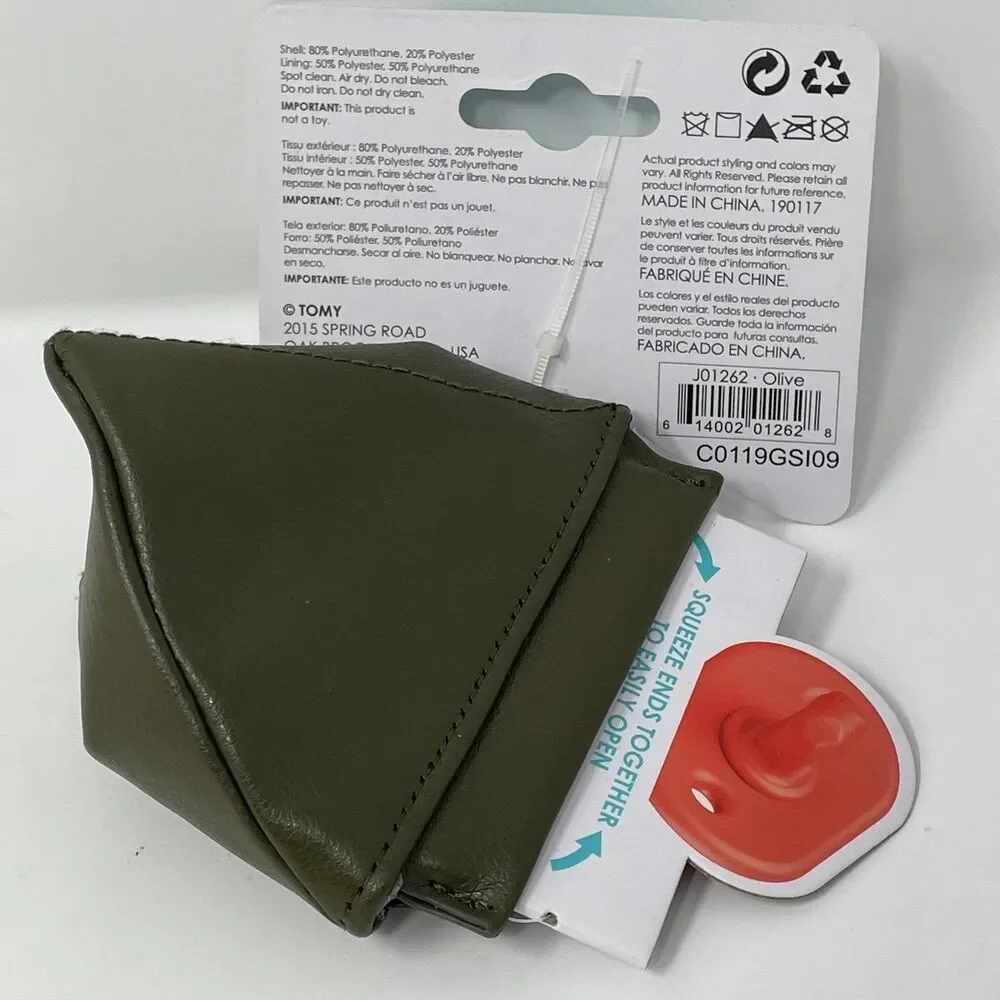 NEW JJ Cole Pacifier Pod - Olive Green - Baby Pouch Holder w/ Chain & Latch Hook