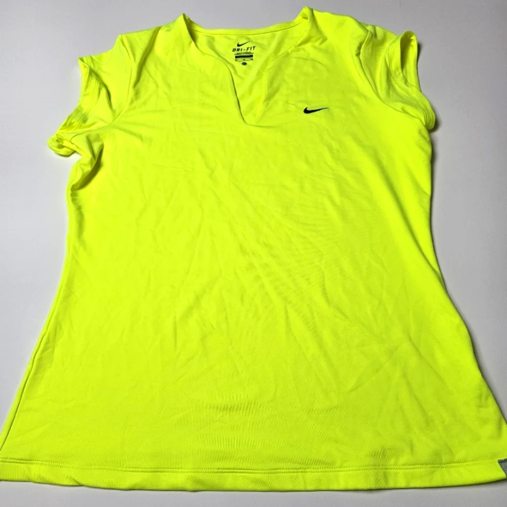 NIKE Dry Fit Women's Fluorescent T-shirt ‎ XL Tennis Outdoor Embroidered Ball
