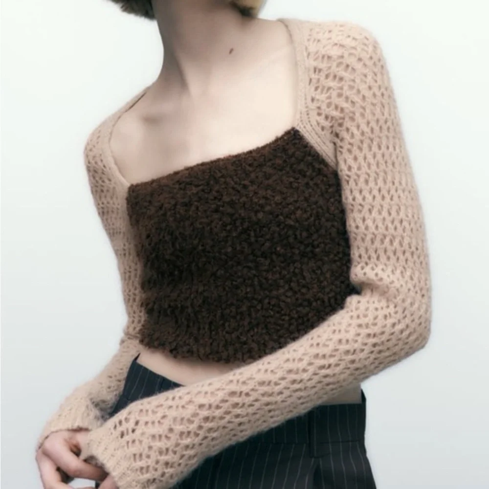 Zara sweater crop knit wool blend dainty fairy ethereal natural grunge Sz M NWOT