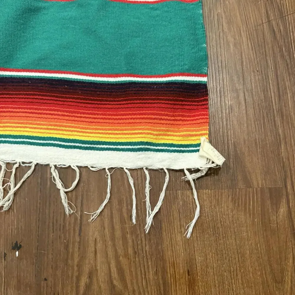 NWOT Vintage Mexican Serape‎ Saltillo Blanket Woven Stripes Southwest Wool 76x47