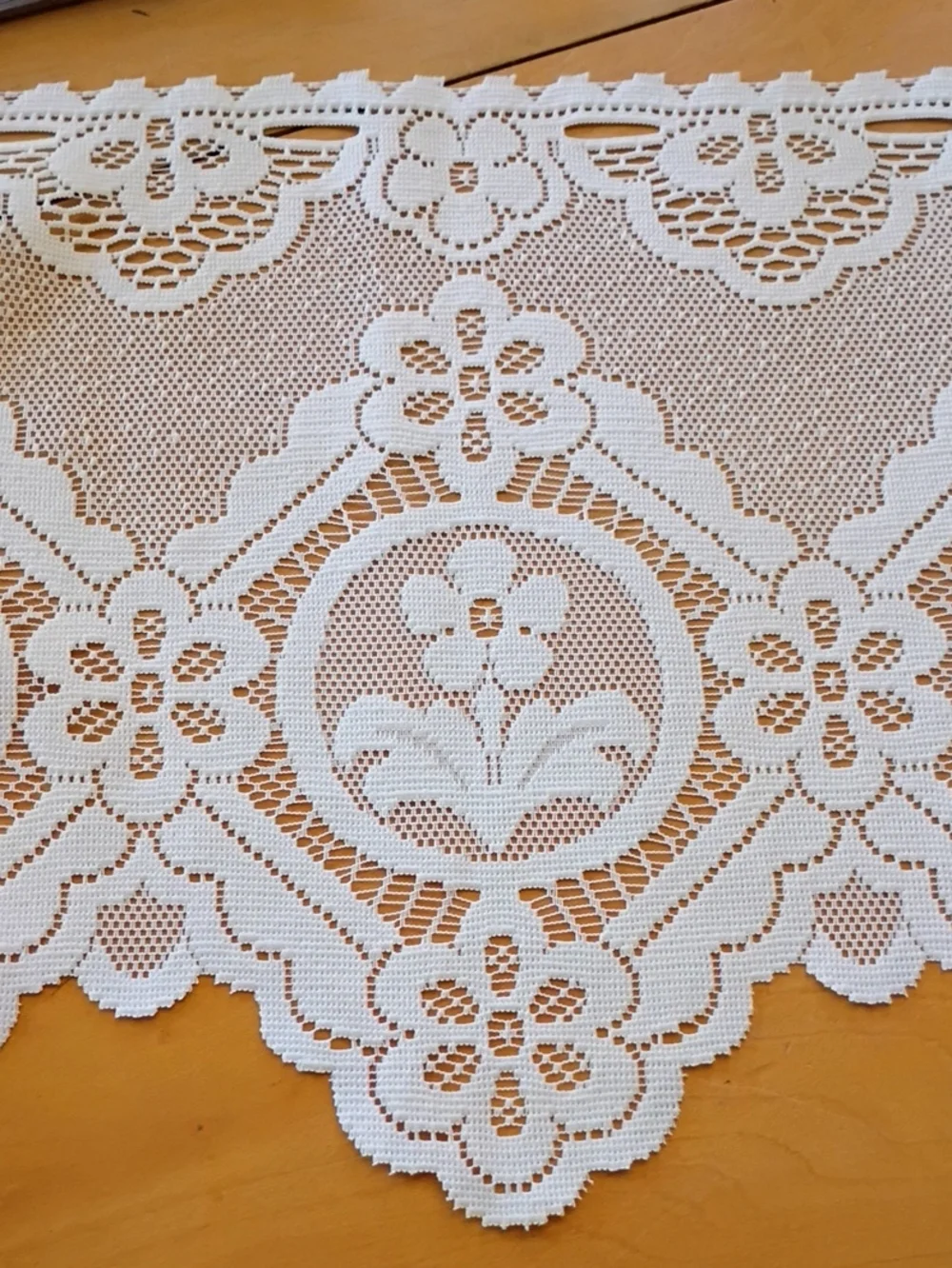 White Floral Lace Curtain Sheer- Elegant Home Dining Accent
