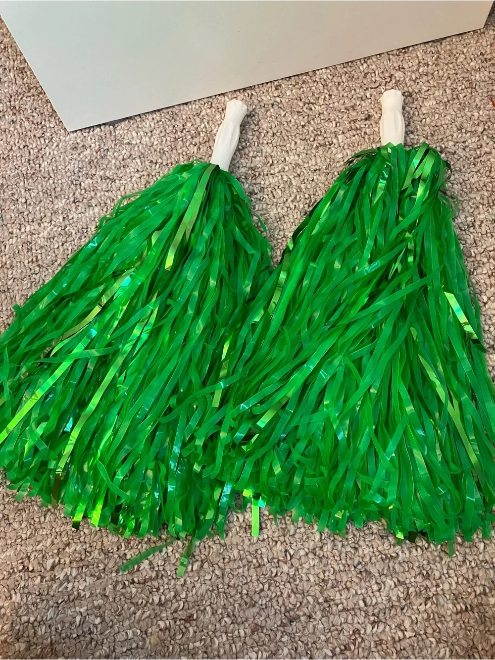 Set of 2 Green/Metallic Cheerleading Pom Poms