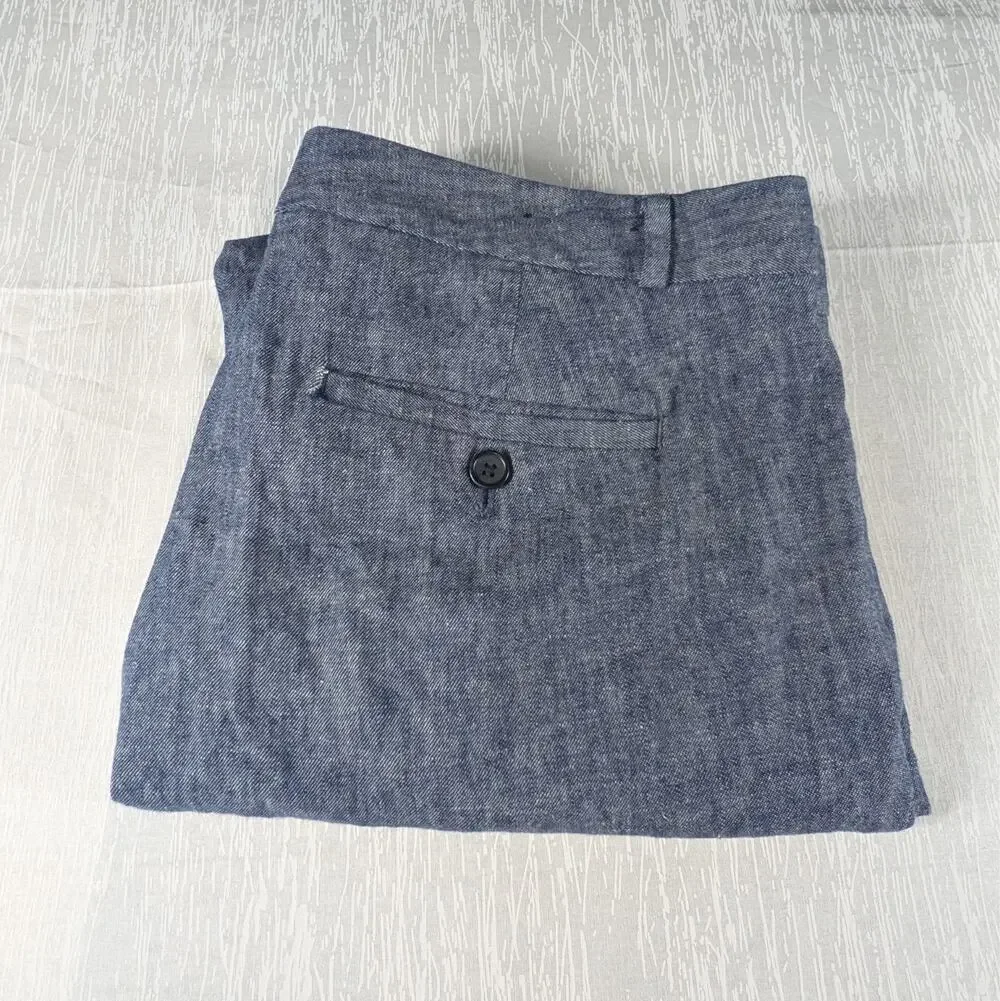 Banana Republic Avery Pants Womens 12P Grey Linen Spandex Trousers